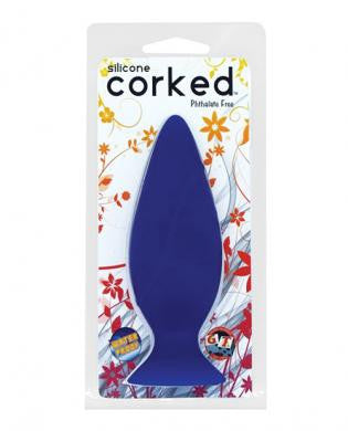 Corked medium butt plug - blue