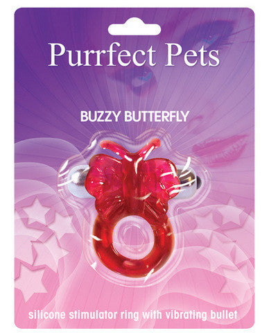 Purrrfect pet cockring clit stimulator butterfly - magenta