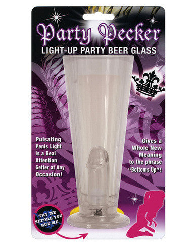 Party pecker light-up beer glass - clear