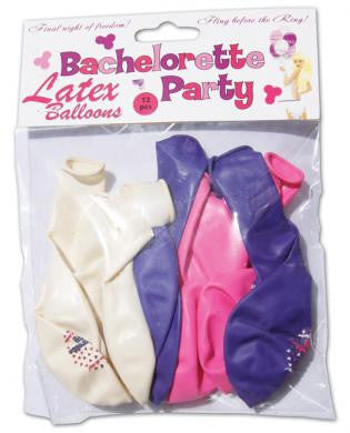 Bachelorette party latex balloons assorted colors - pack of 12