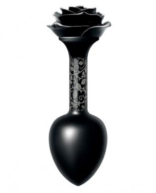 Fashionistas glass rose small butt plug - black