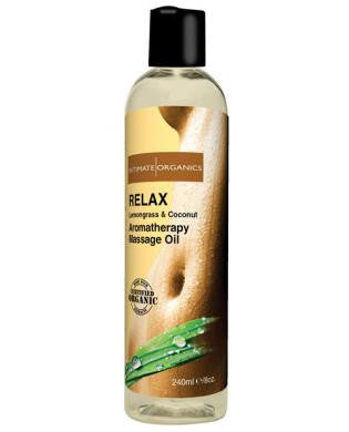 Organic relaxing massage oil w/coconut and lemongrass - 8 oz