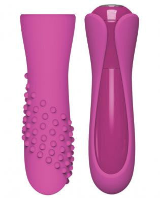 Key by jopen io waterproof mini massager w/2 interchangeable silicone sleeves - pink