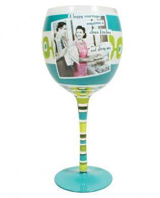 Aprons and attitude a happy marriage requires....wine glass