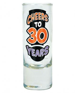 Cheers to 30 years shot glass