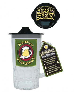 Ale-ing old fart beer stein w/sippie lid
