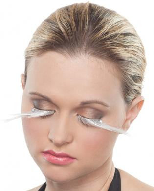 Long White Eyelashes w/Rhinestones