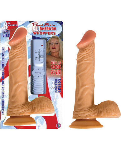 All American Whopper - 8&quot; Vibrating With Balls Flesh