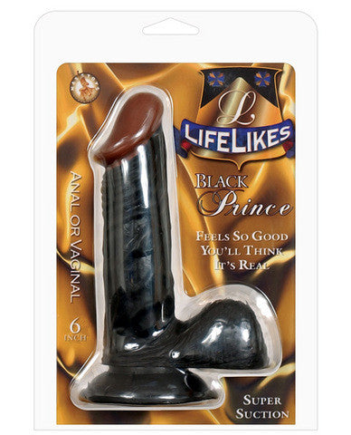 Lifelikes 6in black prince w/suction cup
