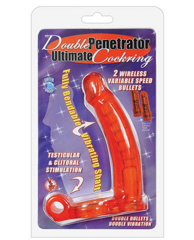 Double penetrator ultimate cockring - red