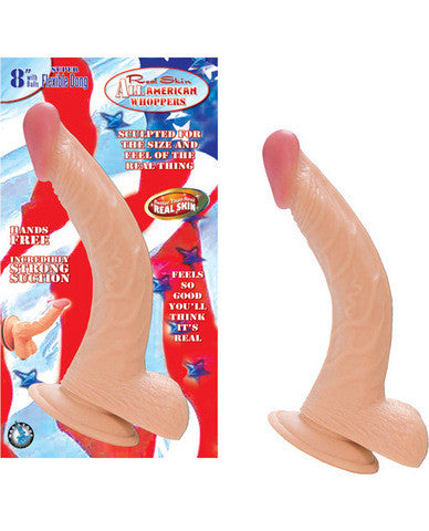 Real skin all american whoppers 8in w/balls - flesh