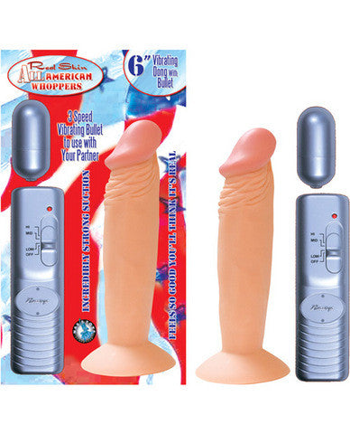 Real skin all american whoppers 6in vibrating dong - flesh