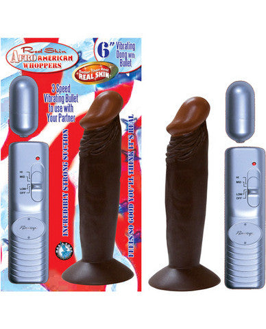 Real skin afro american whoppers 6in vibrating dong - brown