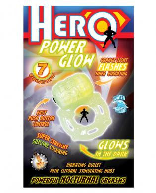 Hero power glow silicone cock ring - glow in the dark