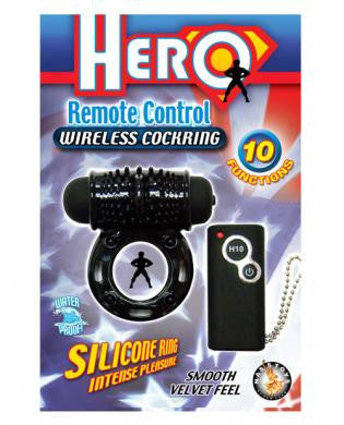 Hero remote control wireless cockring - black