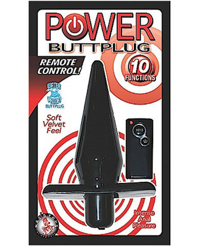 Power butt plug 10 function w/remote control - black