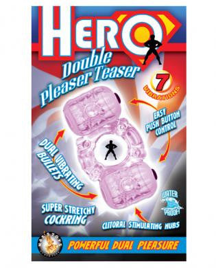 Hero double pleaser teaser cock ring - purple