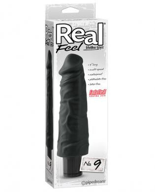 Real feel no. 9  long 9in waterproof vibe -  black multi speed