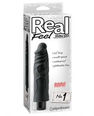 Real feel no. 1  long 7.5in waterproof vibe - black multi speed