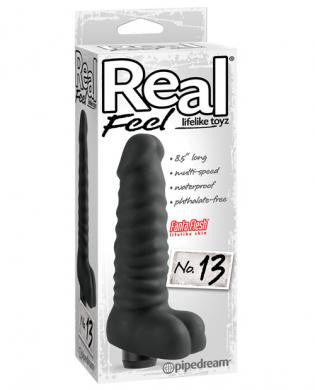Real feel no. 13  long 8.5in  waterproof vibe -  black multi speed