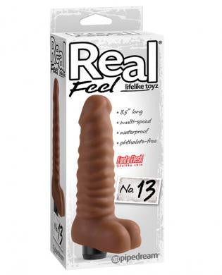 Real feel no. 13  long 8.5in  waterproof vibe -  brown multi speed