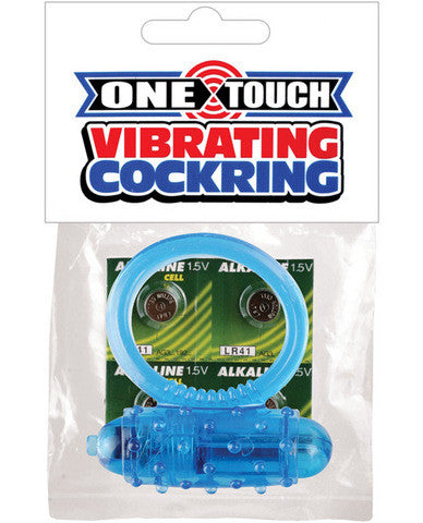 Mini one touch vibrating cockring - blue