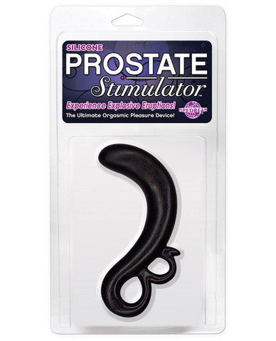 Silicone curved smooth tip prostate stimulator - black