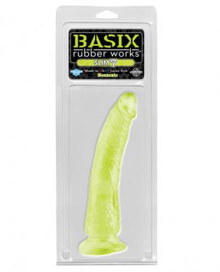 Basix rubber works 7in slim dong - glow in the dark
