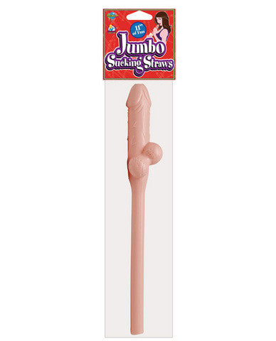 Jumbo sucking 11in straw - flesh