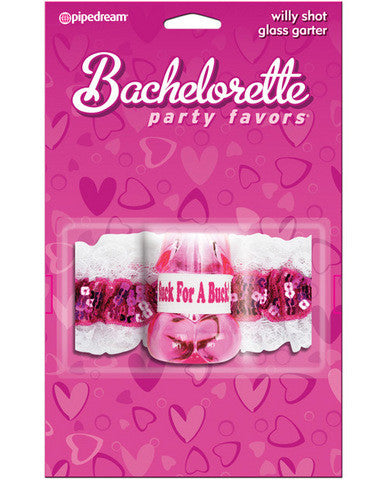 Bachelorette party favors willy shot glass garter