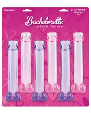Bachelorette party favors pecker test tube shotglass - pack of 6