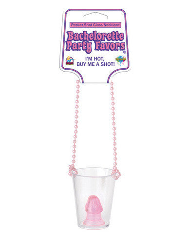 Bachelorette party pecker shot glass necklace - clear