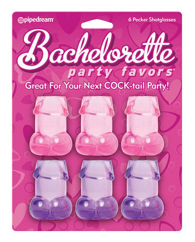 Bachelorette party favors pecker shotglasses - pack of 6