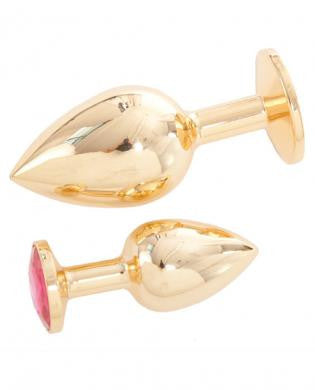 Rapture Gold Plating Stainless Steel Butt Plug w/Crystal - Set of 2