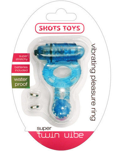 Shots super twin vibe cock ring - blue