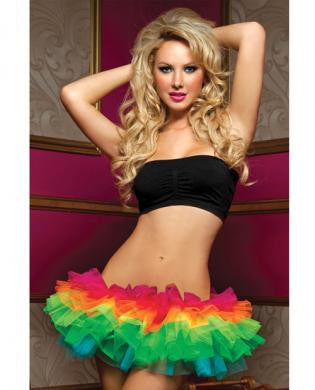 Multi layer tulle tutu w/elastic waistband rainbow o/s