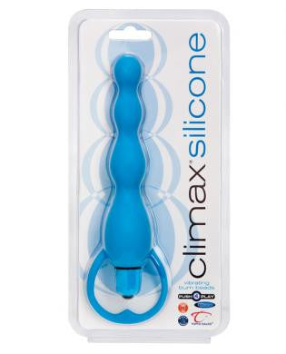 Climax silicone vibrating bum beads - blue