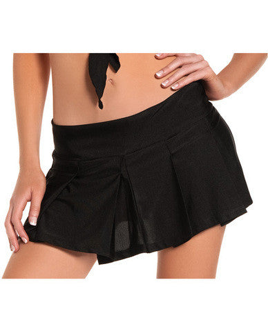 Solid color pleated school girl skirt black s/m