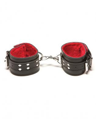 Xplay passion fur wrist cuffs - fur lined in red